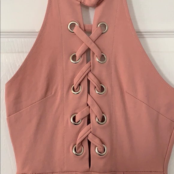 Fashion Nova - Pink Lace up Halter Dress - Picture 5 of 7